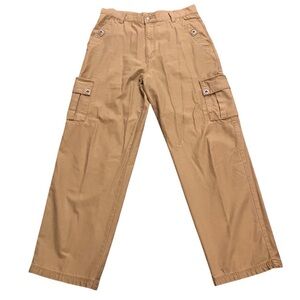 Vintage No Boundaries Men's Cargo Pants Size 34x32 (34x31) Kkaki Tan Relaxed Y2k